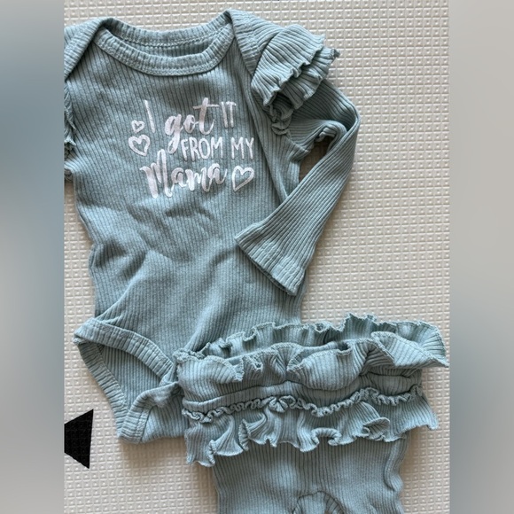 Kids Ruffled Bodysuit and Pants Set - Blue - Picture 2 of 5